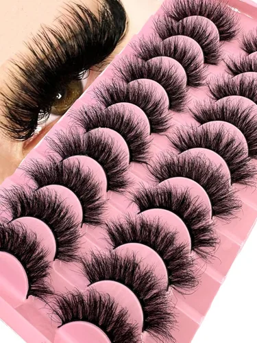 Miniatura 24 de 10 pares de pestañas postizas de visón 3D, hechas a mano, pestañas largas y finas, pestañas naturales para maquillaje de ojos (3-6)