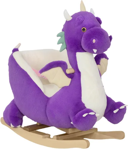Qaba Caballo mecedor para bebé, juguete de dragón para montar para niños con rugido de dragón realista y cinturón de seguridad, balancín de animales