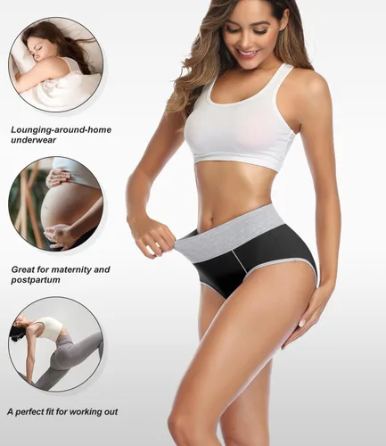 Miniatura 3 de wirarpa Women's Cotton Underwear High Waist Stretch Briefs Soft Underpants Ladies Full Coverage Panties 5 Pack