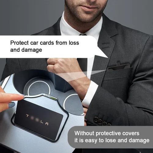 Miniatura 5 de Tarjetero de cuero genuino con llavero, funda protectora antiarañazos compatible con el modelo 3 Y