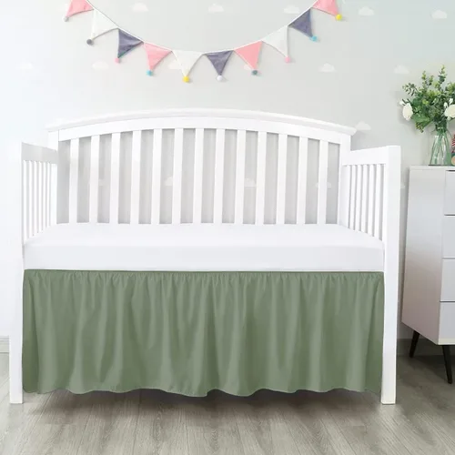 Miniatura 22 de 100% algodón egipcio, cuna de guardería infantil (24 x 38 + 10 pulgadas), falda de cuna de 800 hilos con volantes para polvo, faldas de ropa de cama