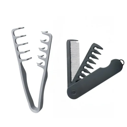 Peine voluminoso de dientes anchos para el cabello Diseño plegable de viaje Juego de doble propósito con dientes finos y anchos Textura esponjosa