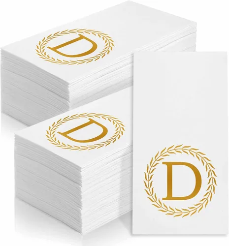 Miniatura 12 de 100 servilletas desechables con monograma de oro, toallas de mano decorativas con letra G, servilletas de cena para invitados, toallas de mano