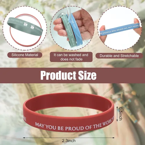 Miniatura 5 de CHENGU 100 pulseras de silicona con cita motivacional a granel, pulseras de goma inspiradoras de colores para agradecimiento a los empleados