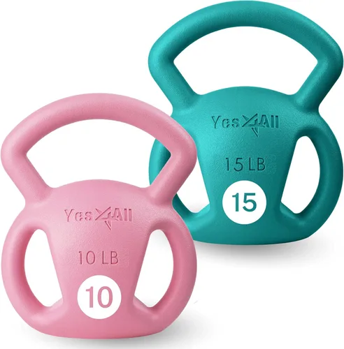 Yes4All Kettlebell, Strength Training Kettlebells for Women, Wide Multi-grip Textured Handle for Home Gym Exercises & Full Body Workout, Single 5–25