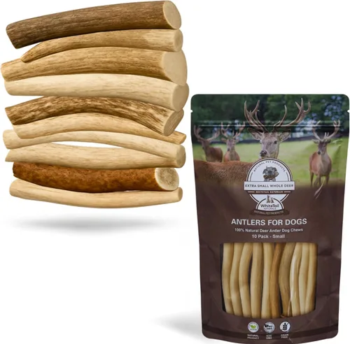Miniatura 21 de Whitetail Naturals - Paquete de 3 masticables medianos para perros con cuernos de ciervo - Cuernos para perros medianos - Huesos de perro