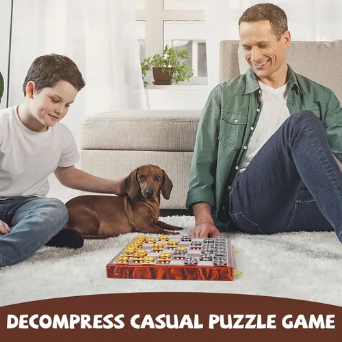 Miniatura 7 de Juego de ajedrez y damas de metal 2 en 1 para adultos y niños - Juegos de ajedrez de viaje de lujo de madera plegable con almacenamiento - Juego