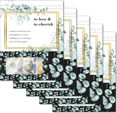 Miniatura 18 de Tarjeta de boda, con dos aperturas de tira para desgarrar, con ventana de plástico transparente que deja ver dinero, cheques o tarjetas de regalo