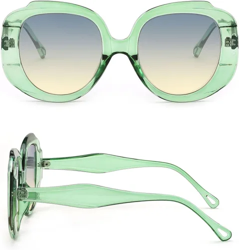 Miniatura 3 de WANWAN Gafas de sol redondas de gran tamaño para mujer, marco grande, gafas de sol retro de moda para hombres, vacaciones a la moda