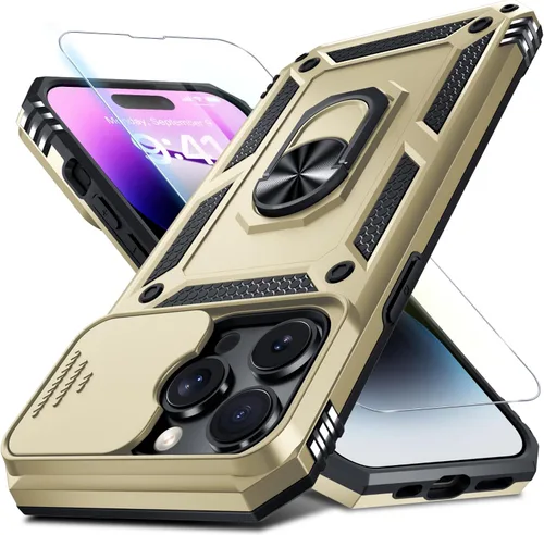 Miniatura 10 de Janmitta - Funda para iPhone 14 Pro con cubierta deslizante para lente de cámara incorporada + protector de pantalla, funda de cuerpo completo