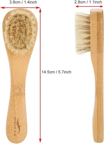 Miniatura 2 de Cepillo de limpieza facial, cepillo de limpieza de cara de mango de madera Cepillo manual de exfoliación para cuidado de piel