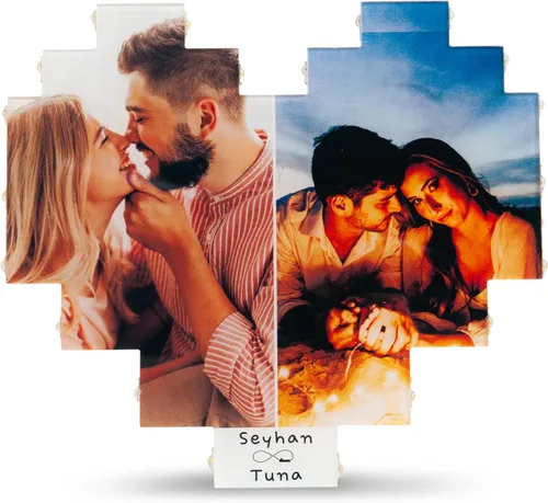 Miniatura 8 de Marcos de fotos personalizados de corazón, decoración de pared, marco de fotos personalizado con luces LED, collage de múltiples fotos para 4 fotos