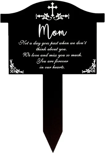 Miniatura 11 de Decoraciones de tumbas para cementerio, estacas conmemorativas, estaca de metal impermeable para condolencias y placa conmemorativa para exteriores