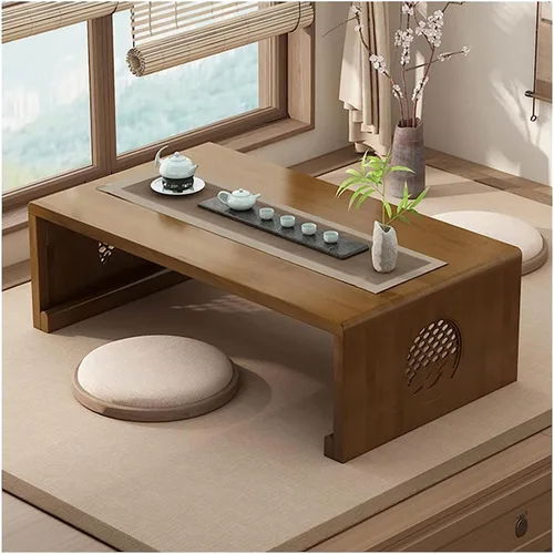 Mesa de Centro Mesa de centro para sala de estar, mesa de café plegable con diseño de ventana panorámica, mesa de té baja japonesa para sentarse en