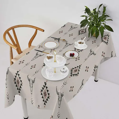 Miniatura 41 de Mantel azteca suroeste, diseño étnico tribal geométrico, estilo vintage, bohemio, elegante, lavable, para comedor, cocina, granja, fiesta