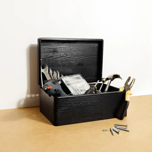 Miniatura 2 de Creative Deco Caja Grande de Madera Negra para Almacenamiento con Tapa con Bisagras 11.8 x 7.87 x 5.51 pulgadas (+-0.5) Caja de Regalo para Negro