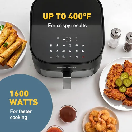 Miniatura 14 de West Bend Freidora de aire digital de 4.5 cuartos de galón, compacta con 12 preajustes, temperatura ajustable para comidas crujientes rápidas, cesta