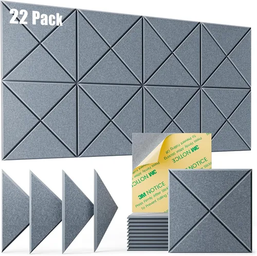 Miniatura 8 de Paquete de 22 paneles acústicos autoadhesivos, 12"X 12"X 0.4" paneles de espuma insonorizante, paneles de pared insonorizados de alta densidad