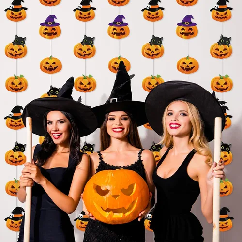 Miniatura 5 de 8 guirnaldas de Halloween para decoración de Halloween, de papel, espirales colgantes, guirnalda colgante, decoración para el hogar, aula