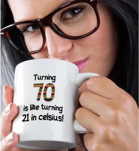 Miniatura 2 de 3dRose 70 is Like Turning 21 in Celsius-Humorous - Taza de dos tonos, 11 onzas, color negro