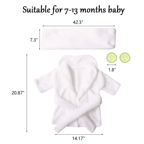 Miniatura 6 de M&G House Accesorios de fotografía para recién nacidos, trajes de baño para sesión de fotos de bebé, bata de baño para niña, 04 Blanco (6-13 Meses)