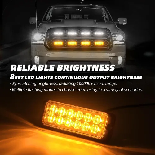 Miniatura 2 de Kit de Luces Estroboscópicas LED con Función de Sincronización - 8 piezas con Controlador, Luz de Rejilla Intermitente de Advertencia de Emergencia