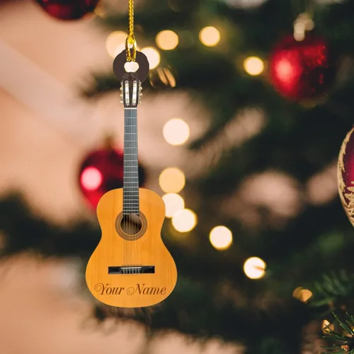 Miniatura 9 de MoonArt Adorno personalizado de guitarra de piano, nota musical de piano, adorno con forma de madera acrílica, regalo para amantes de la guitarra