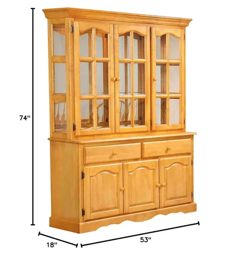 Miniatura 3 de Sunset Trading Buffet del tesoro y gabinete iluminado, gabinete de porcelana, roble