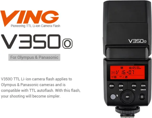 Miniatura 2 de Godox V350O TTL Flash para Olympus Panasonic GN36 1/8000s HSS Cámara Flash w/2000mAH Batería 500 veces Full Power Flash 0.1s-1.7s Tiempo