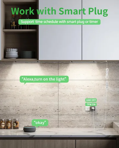 Miniatura 3 de Iluminación debajo del gabinete enchufable, luces debajo del mostrador regulables para cocina, 3 piezas de 12 pulgadas, tira de luz LED USB blanco