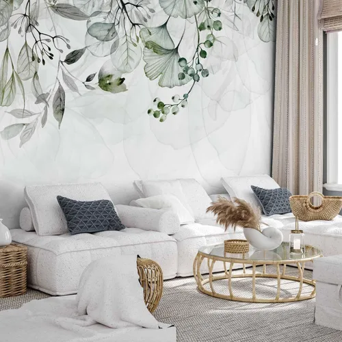 Miniatura 2 de artgeist Mural de pared Hojas verdes de 77 x 55 pulgadas, papel tapiz autoadhesivo XXL para despegar y pegar, extraíble, gran adhesivo, decoración
