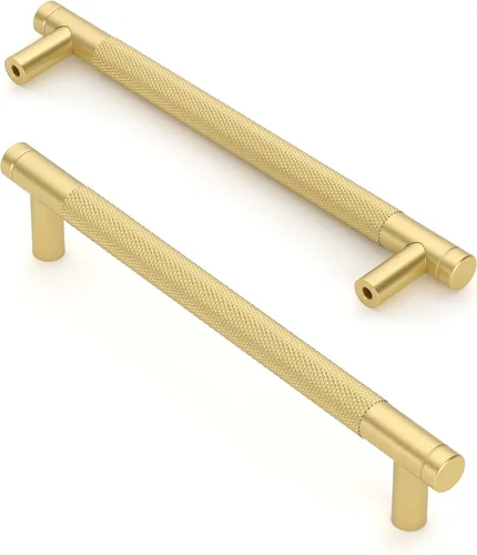Miniatura 34 de Asidrama - Paquete de 10 tiradores para gabinete de 3 pulgadas (76mm) de color negro mate y bronce champán, manijas estriadas para gabinete