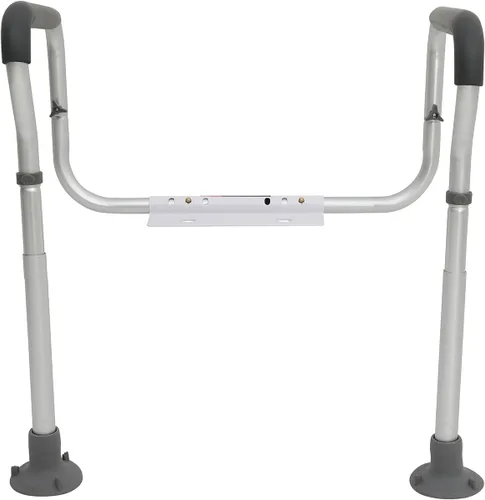 Happybuy Barra de seguridad para inodoro, marco de asiento de inodoro ajustable, se adapta a la mayoría de inodoros, soporta 300 libras, barras de