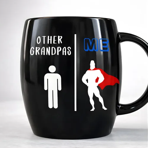 Miniatura 2 de Taza de café divertida de 16 onzas – Diseño de superhéroe de otros abuelos contra mí – Taza de cerámica de doble cara regalo para abuelo, papá