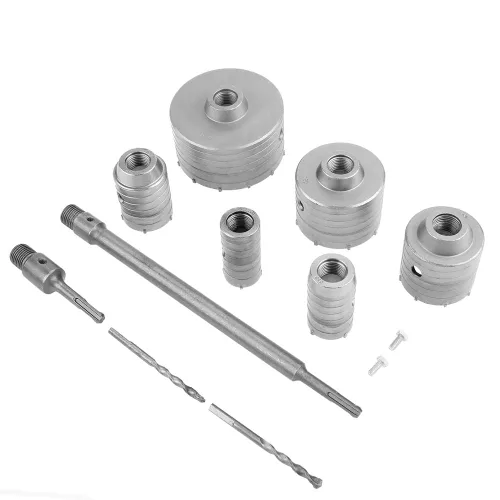 Juego de brocas de núcleo, 10 piezas, kit de sierra de agujero de hormigón SDS Plus, vástago de extensión de tungsteno, mampostería, cortadores de