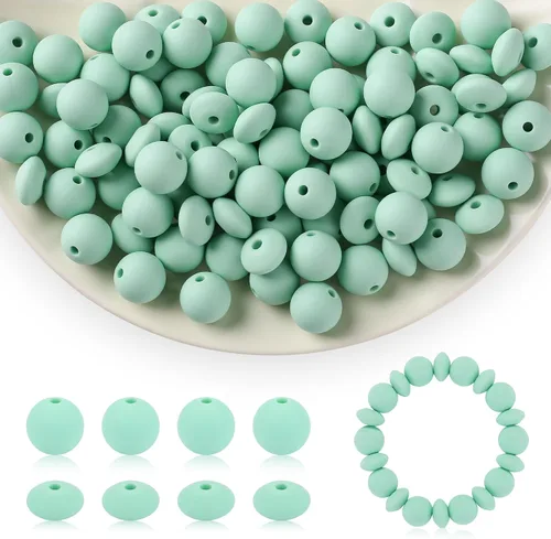 Miniatura 15 de 100 cuentas de silicona negras de 0.472 pulgadas para manualidades (redondas, sueltas)