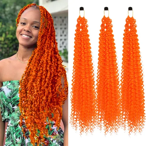 Miniatura 46 de Pelo de ganchillo Ocean Wave de 30 pulgadas, 3 paquetes de cabello trenzado de onda profunda, cabello rizado profundo con ganchillo para mujeres