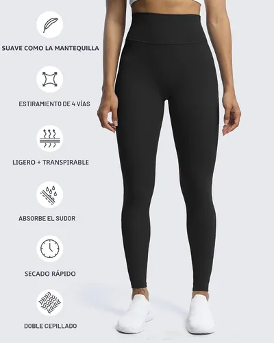 Miniatura 6 de Aoxjox Leggings de entrenamiento de cintura alta para mujer, pantalones de yoga Trinity, 26.5 pulgadas Negro