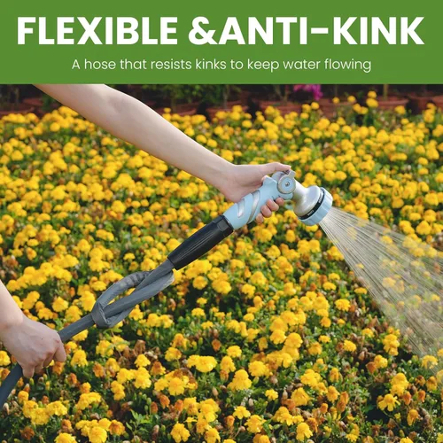 Miniatura 4 de LINEX Manguera de jardín ligera de 25 pies, ultra flexible, sin torceduras, para manguera de agua al aire libre, no expandible, resistente a