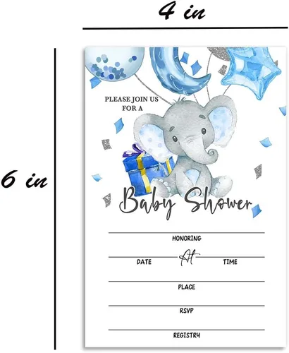 Miniatura 2 de Ggjgrpx Invitación de fiesta de baby shower de elefante para celebrar la futura mamá, invitación de baby shower para niños y niñas, 20 de una sola