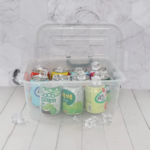 Miniatura 4 de Caja de almacenamiento transparente de plástico de 8 L, 2 cajas de cierre de almacenamiento con tapa