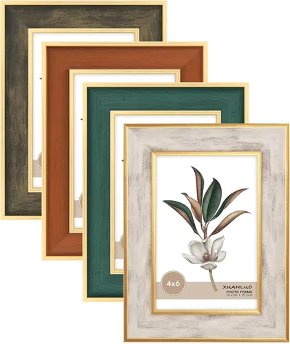 Miniatura 9 de XUANLUO Paquete de 4 marcos de fotos rústicos de granja con vetas de madera envejecida, para exhibir imágenes, mesa o decoración de pared