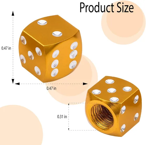Miniatura 2 de 4 tapas de vástago de válvula de neumático estilo dado, con anillo de goma O, cubiertas universales de aleación de aluminio a prueba de polvo