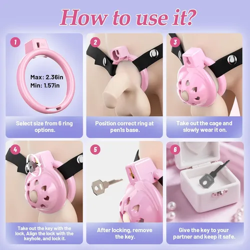 Miniatura 6 de Chastity Cage - Jaula de castidad para macho, jaula plana de castidad de silicona suave con cinturón de castidad ajustable, bloqueo invisible y 6