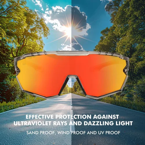 Miniatura 2 de Gafas de sol polarizadas, gafas de ciclismo para adultos y jóvenes, hombres y mujeres, gafas de protección para béisbol Gris (Transparent Gray)