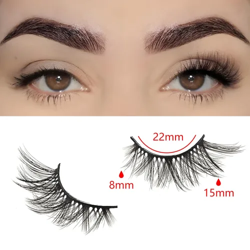 Miniatura 2 de FARRED Pestañas Postizas Naturales de Media Pestaña Difusas Tiras de Ojo de Gato 14 Pares de Pestañas de Tira de Imitación de Visón para Maquillaje