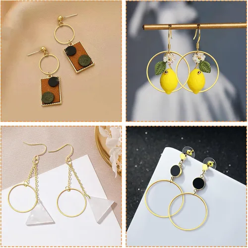 Miniatura 5 de 440 aretes de 2.362 in para la fabricación de joyas, aretes de aro hipoalergénicos redondos, anillos de enlace de bisel abierto para suministros