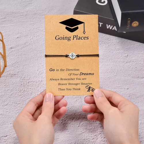 Miniatura 3 de Juego de 20 pulseras de graduación para ella y él, juego de pulseras de brújula 2023 2024, regalos inspiradores de graduación para compañeros