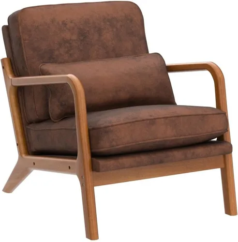 Miniatura 4 de Silla decorativa para sala de estar, sillón tapizado moderno de mediados de siglo con almohada, sillón de lectura, cómoda silla decorativa