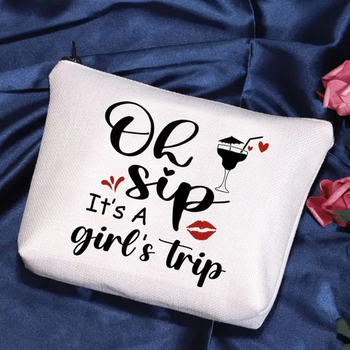 Miniatura 3 de POFULL Regalo de vacaciones para niñas, regalo de viaje, Oh Sip It's a Girl, bolsa de cosméticos para niñas, regalo de viaje para niñas, Viaje